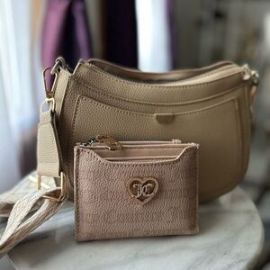 Elegant Tan Crossbody Bag with Juicy Couture Matching Cardholder